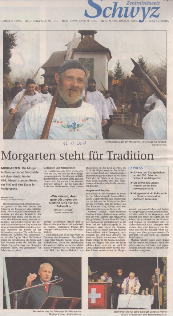 Schlachtfeier
Erhard Gick, Schwyzer Zeitung, 2011, Ze417