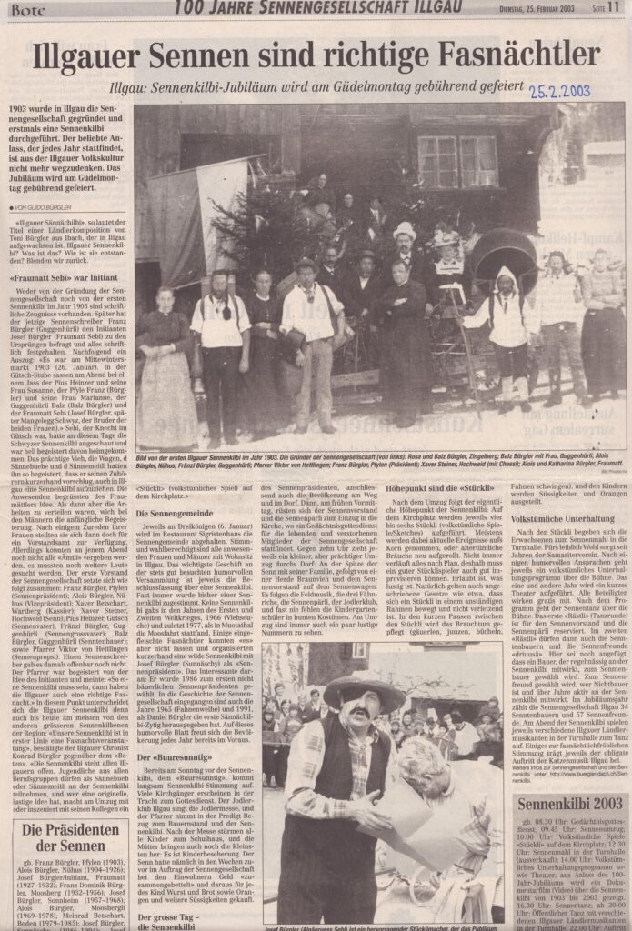Sennenchilbi Illgau
Guido Bürgler, Bote der Urschweiz, 2003, Ze422