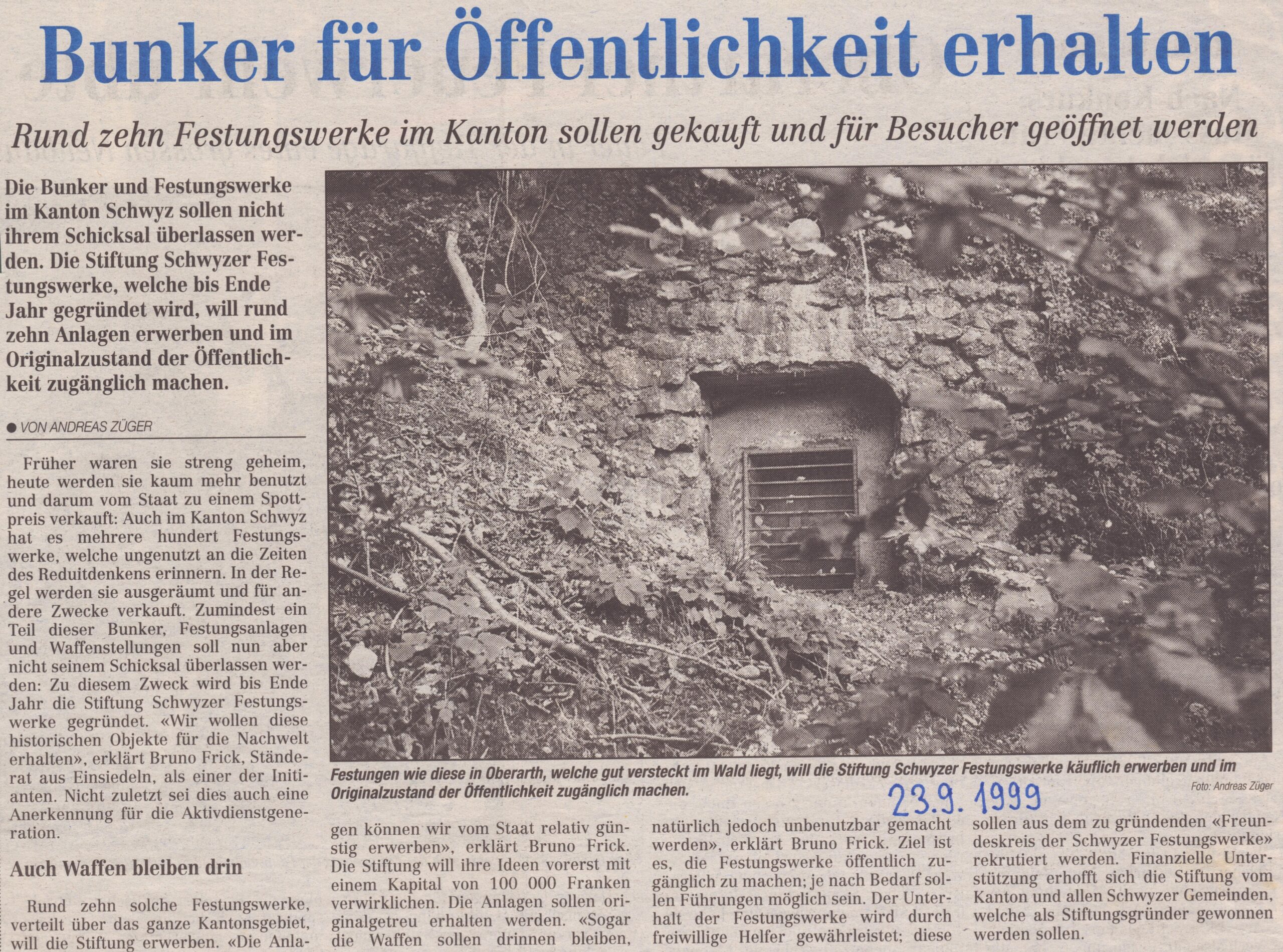 Festungen
Andreas Züger, Bote der Urschweiz, 1999, Ze423