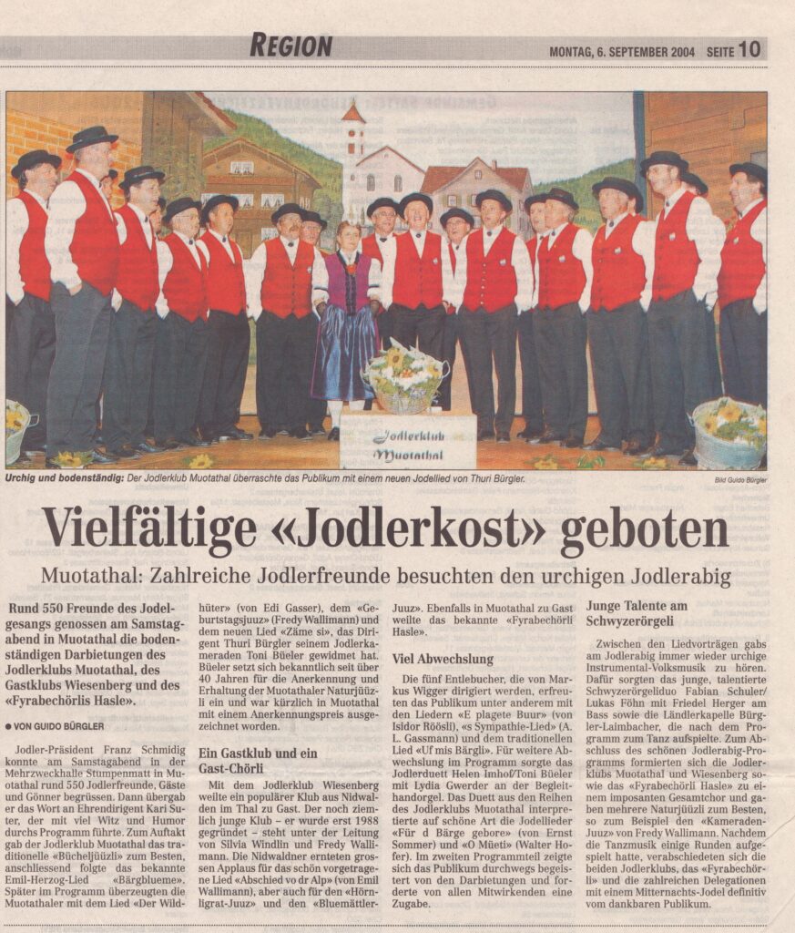 Jodlerabig
Guido Bürgler, Bote der Urschweiz, 2004, Ze424