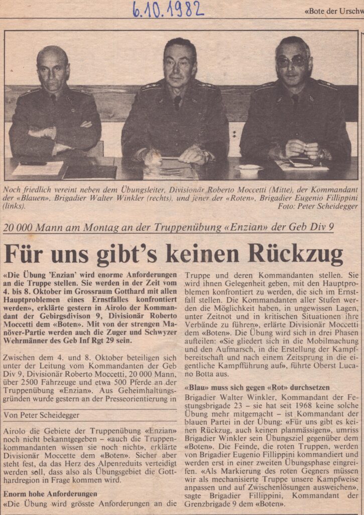 Truppenübung Enzian
Peter Scheidegger, Bote der Urschweiz, 1982, Ze427