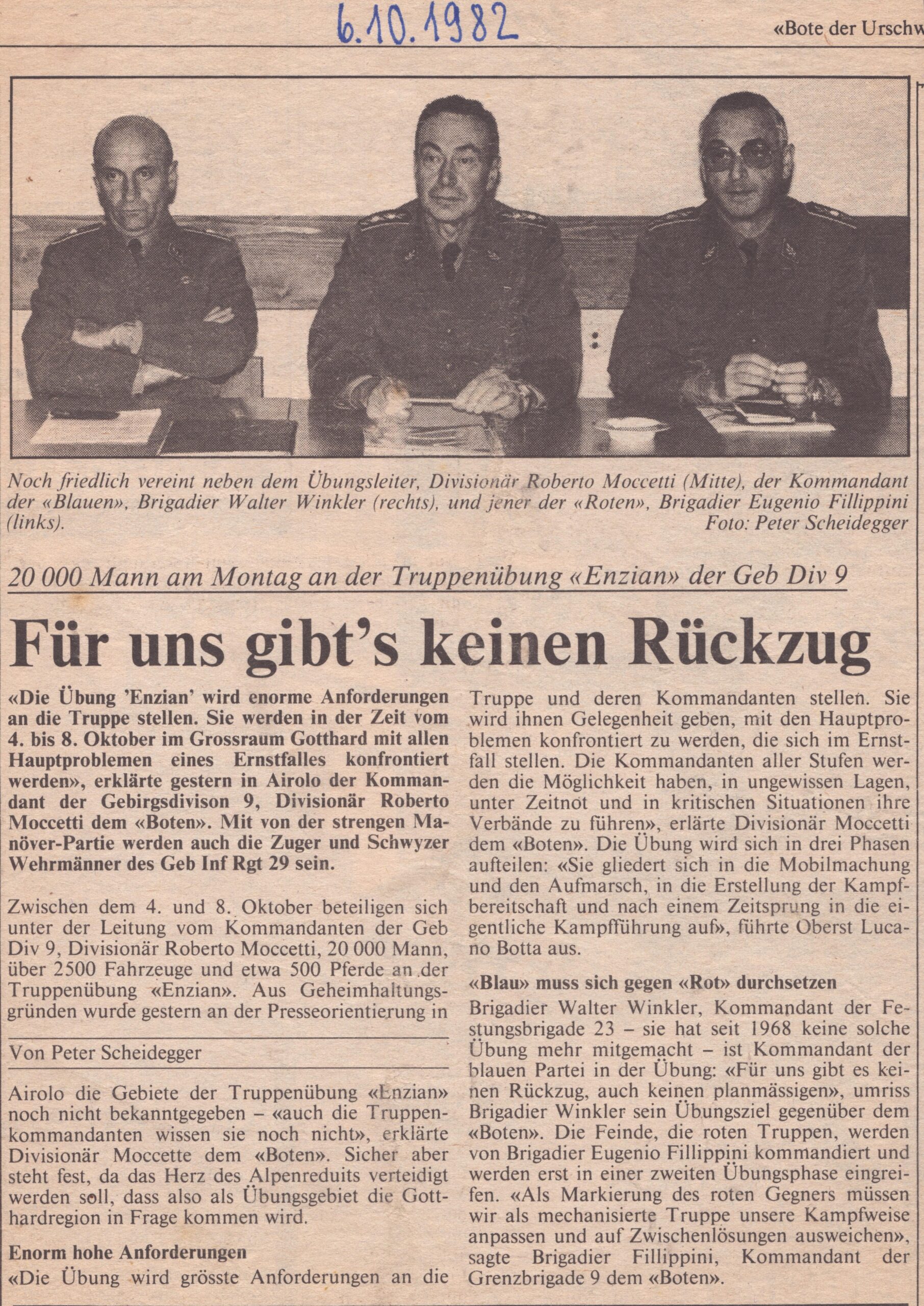 Truppenübung Enzian
Peter Scheidegger, Bote der Urschweiz, 1982, Ze427