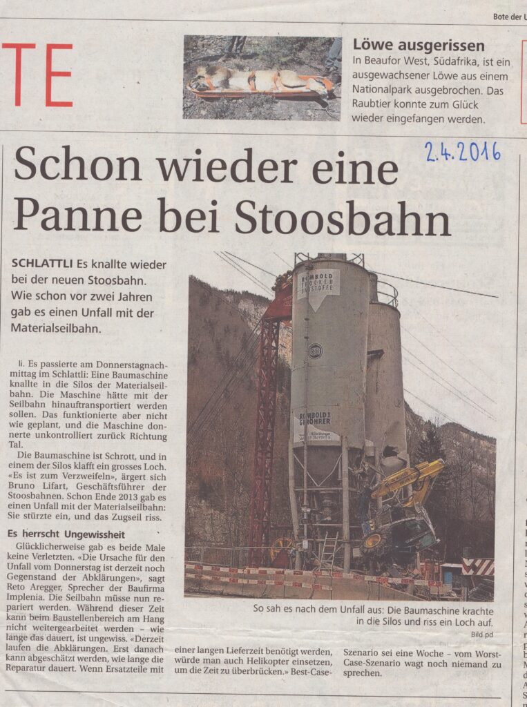 Baumaschine
li, Bote der Urschweiz, 2016, Ze429