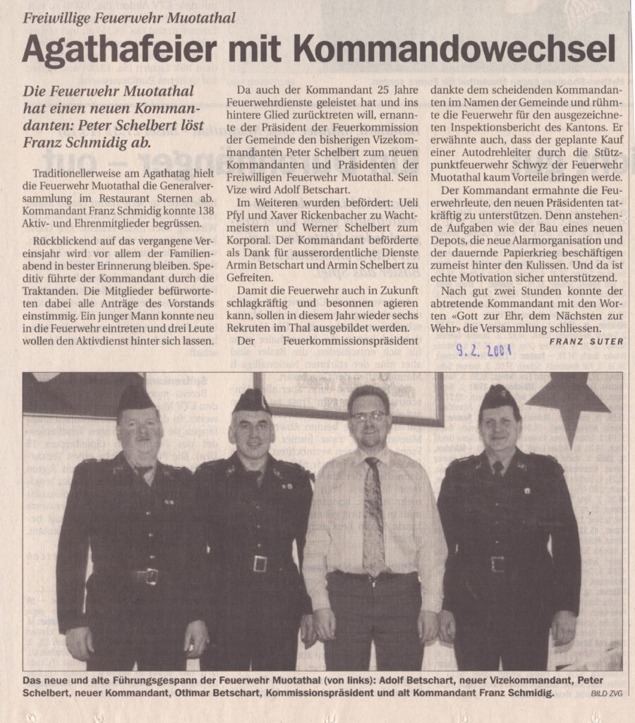 Muotathal
Franz Suter, Schwyzer Zeitung, 2001, Ze438