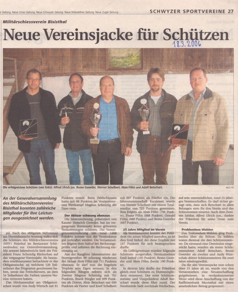 Militärschiessverein Bisisthal
pd, Schwyzer Zeitung, 2006, Ze441