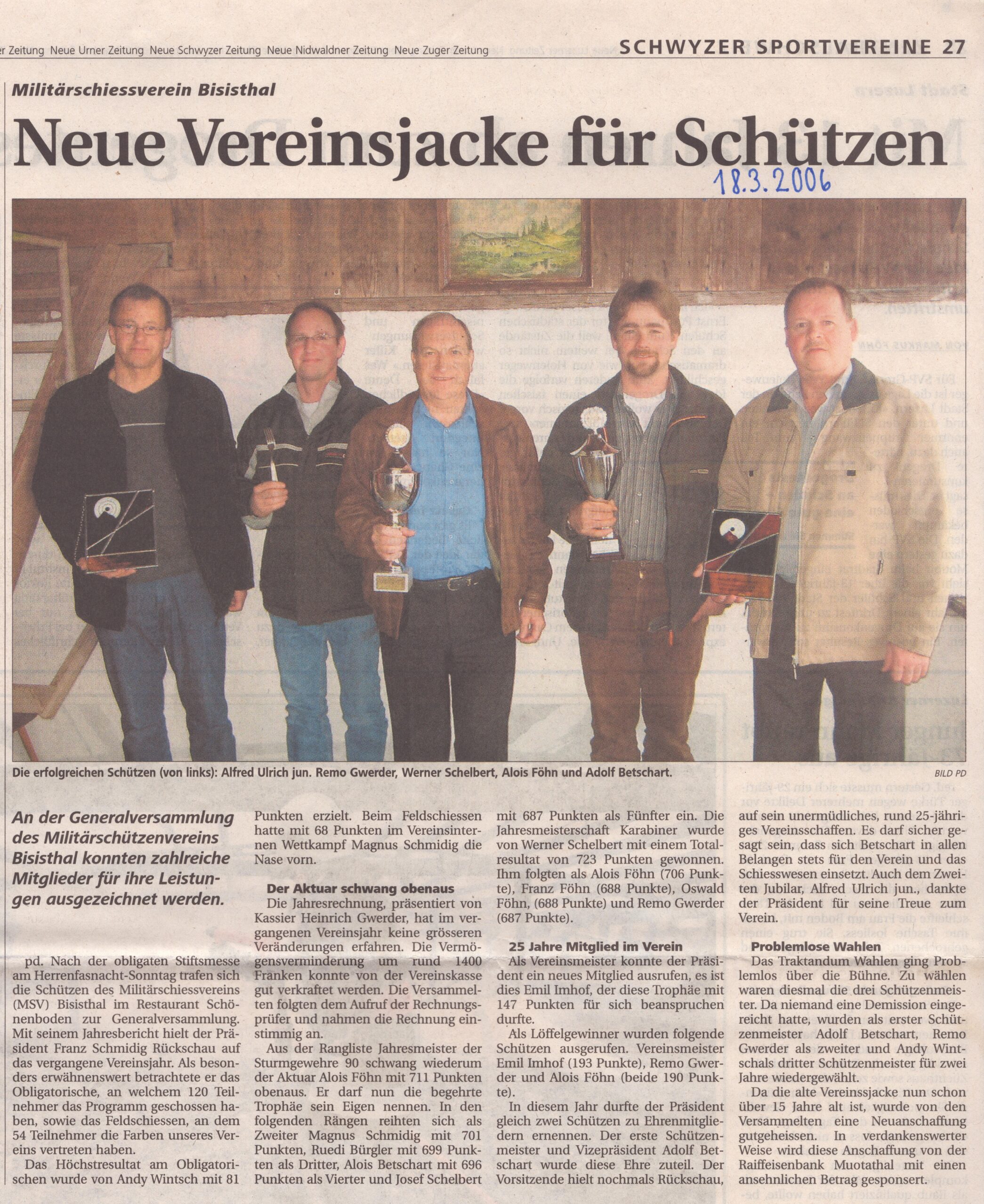 Militärschiessverein Bisisthal
pd, Schwyzer Zeitung, 2006, Ze441
