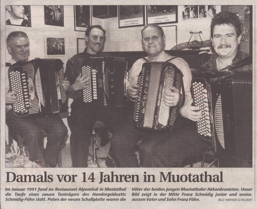 Franz Schmidig, Franz Föhn
Werner Schelbert, Schwyzer Zeitung, 1991, Ze446