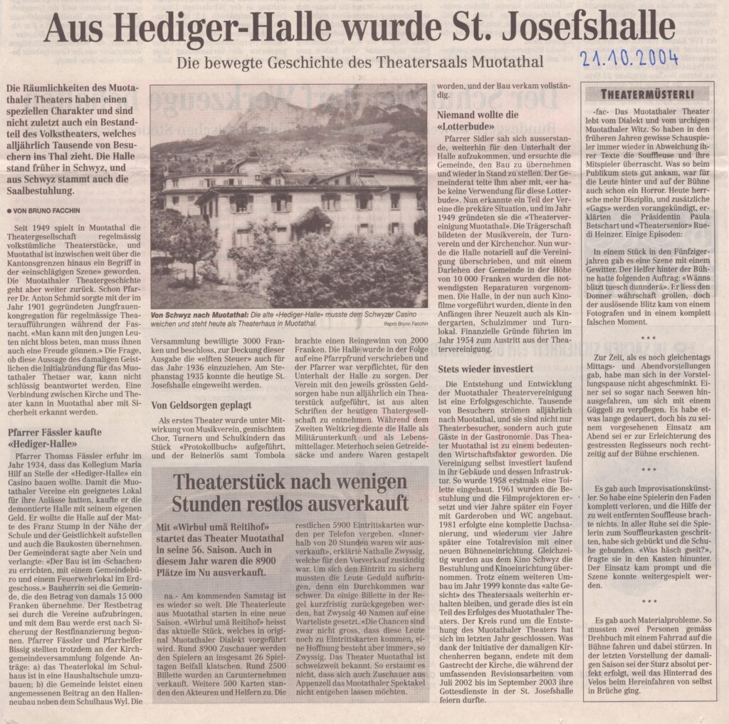 Theaterhalle
Bruno Facchin, Bote der Urschweiz, 2004, Ze448