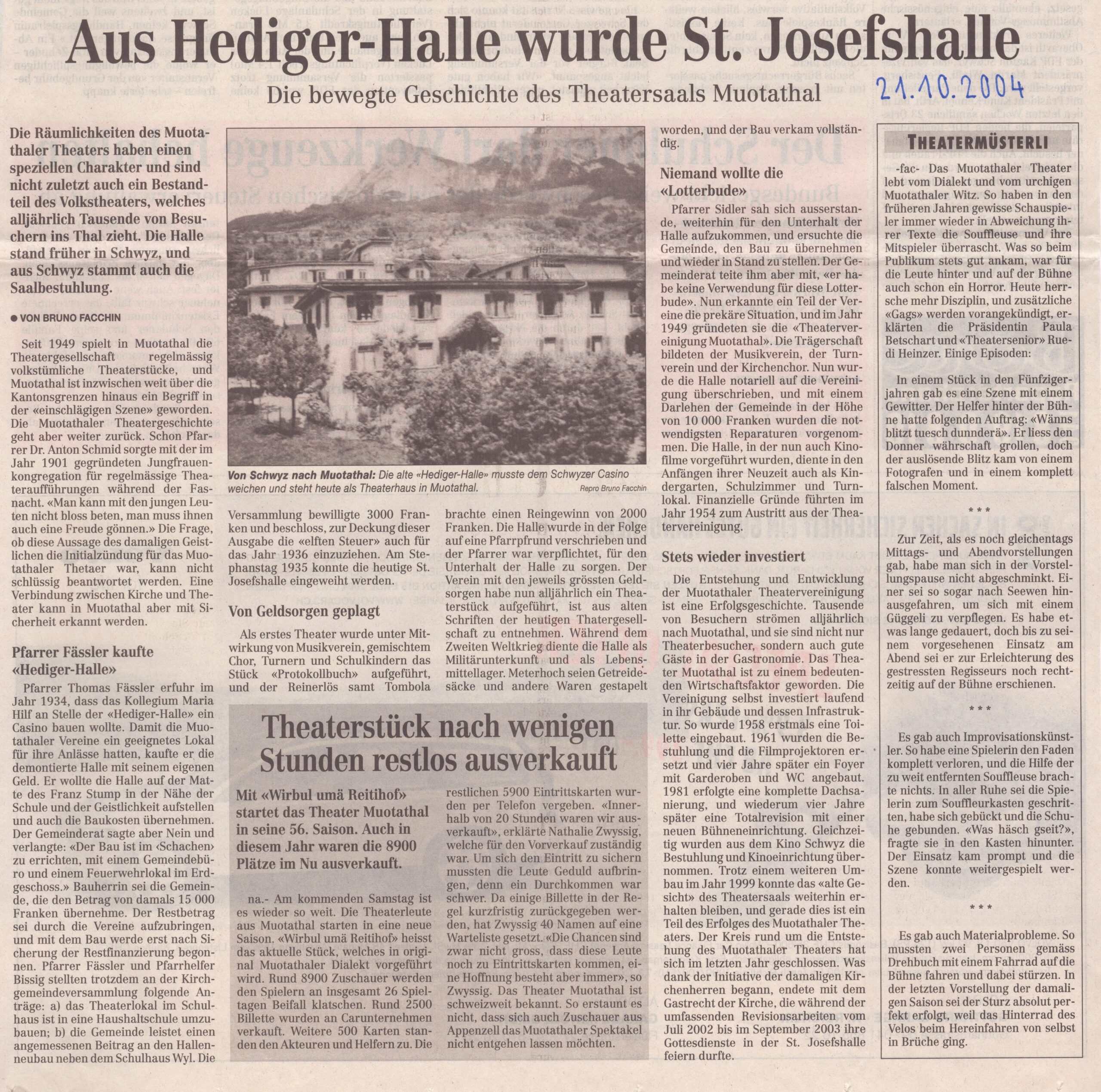 Theaterhalle
Bruno Facchin, Bote der Urschweiz, 2004, Ze448