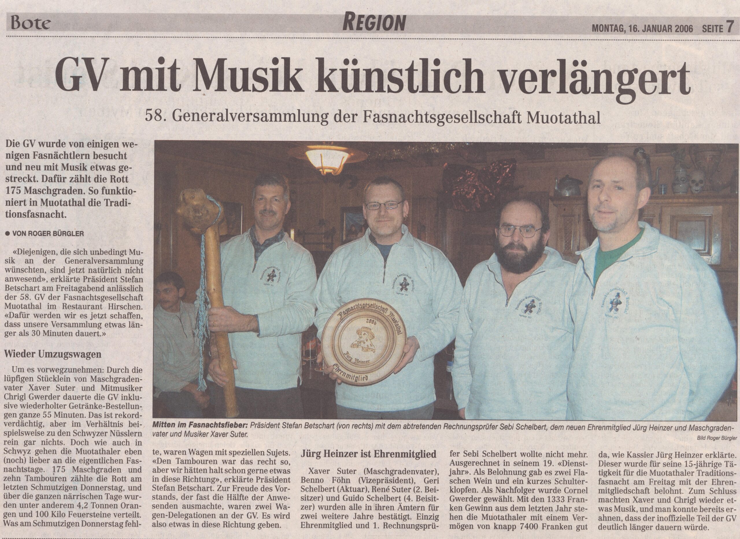 Fasnachtsgesellschaft
Roger Bürgler, Bote der Urschweiz, 2006, Ze450