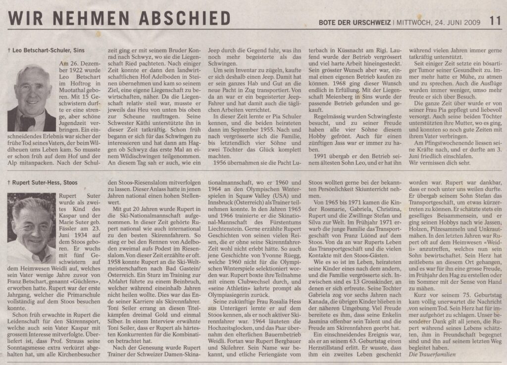 Leo Betschart, Kastenvogts, Sins
Rupert Suter, Stoos
2009, ZeMemor7